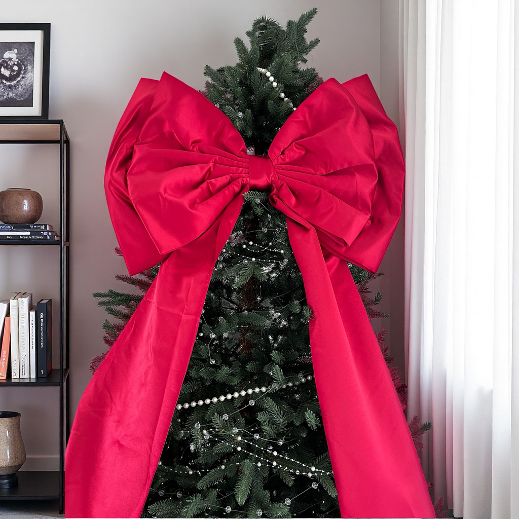 Large Burgundy Satin Christmas Tree Bow