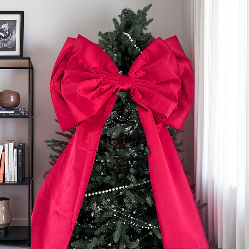 Large Burgundy Satin Christmas Tree Bow