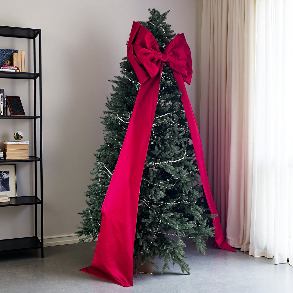 Large Burgundy Satin Christmas Tree Bow