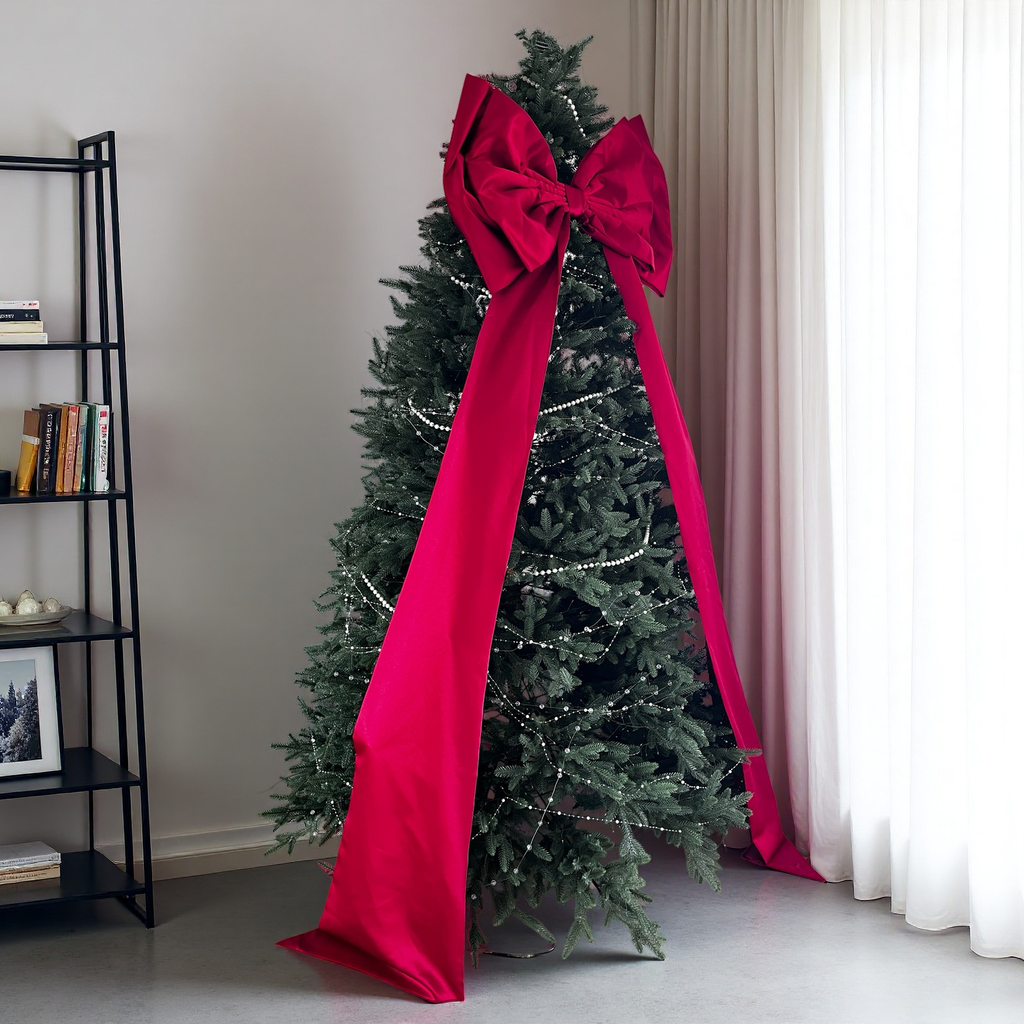 Large Burgundy Satin Christmas Tree Bow