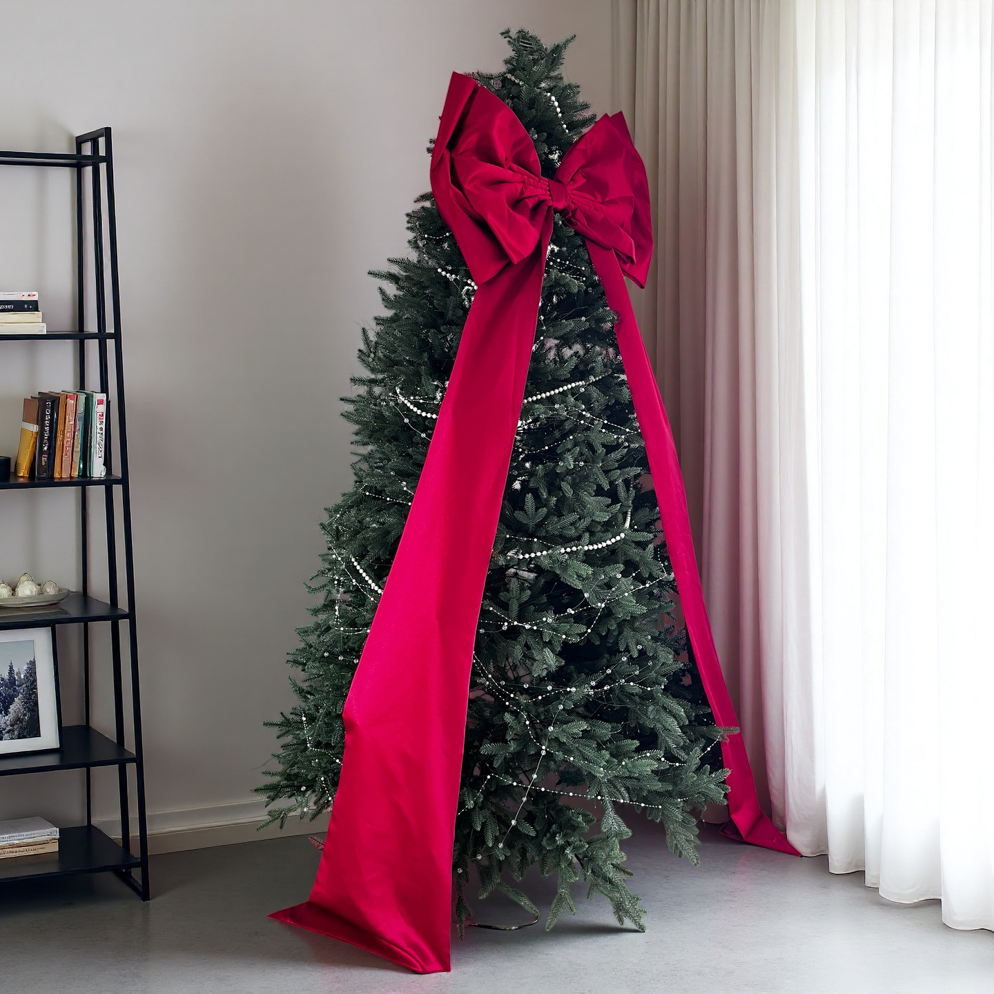 Large Burgundy Satin Christmas Tree Bow