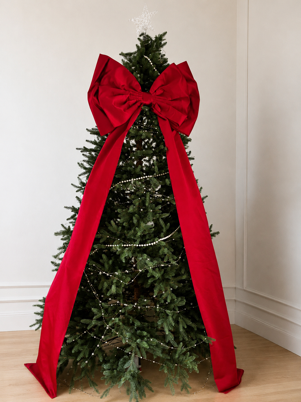 Large Burgundy Satin Christmas Tree Bow