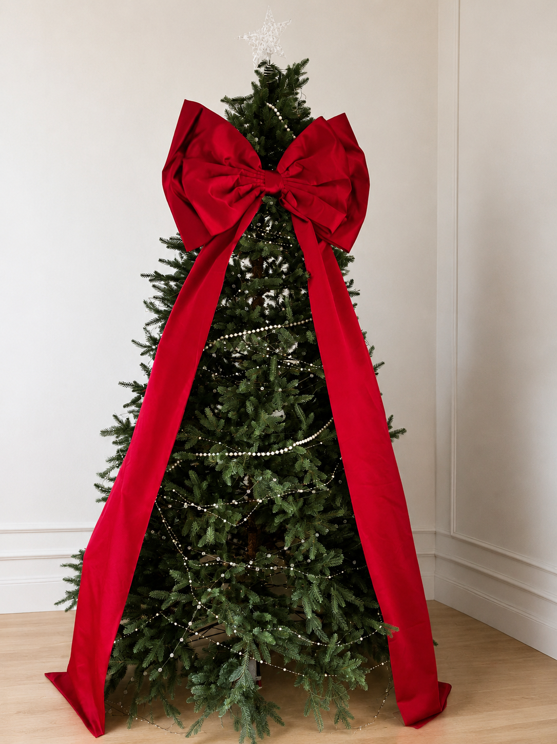 Large Burgundy Satin Christmas Tree Bow