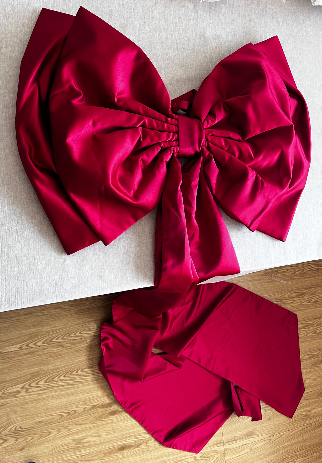 Large Burgundy Satin Christmas Tree Bow